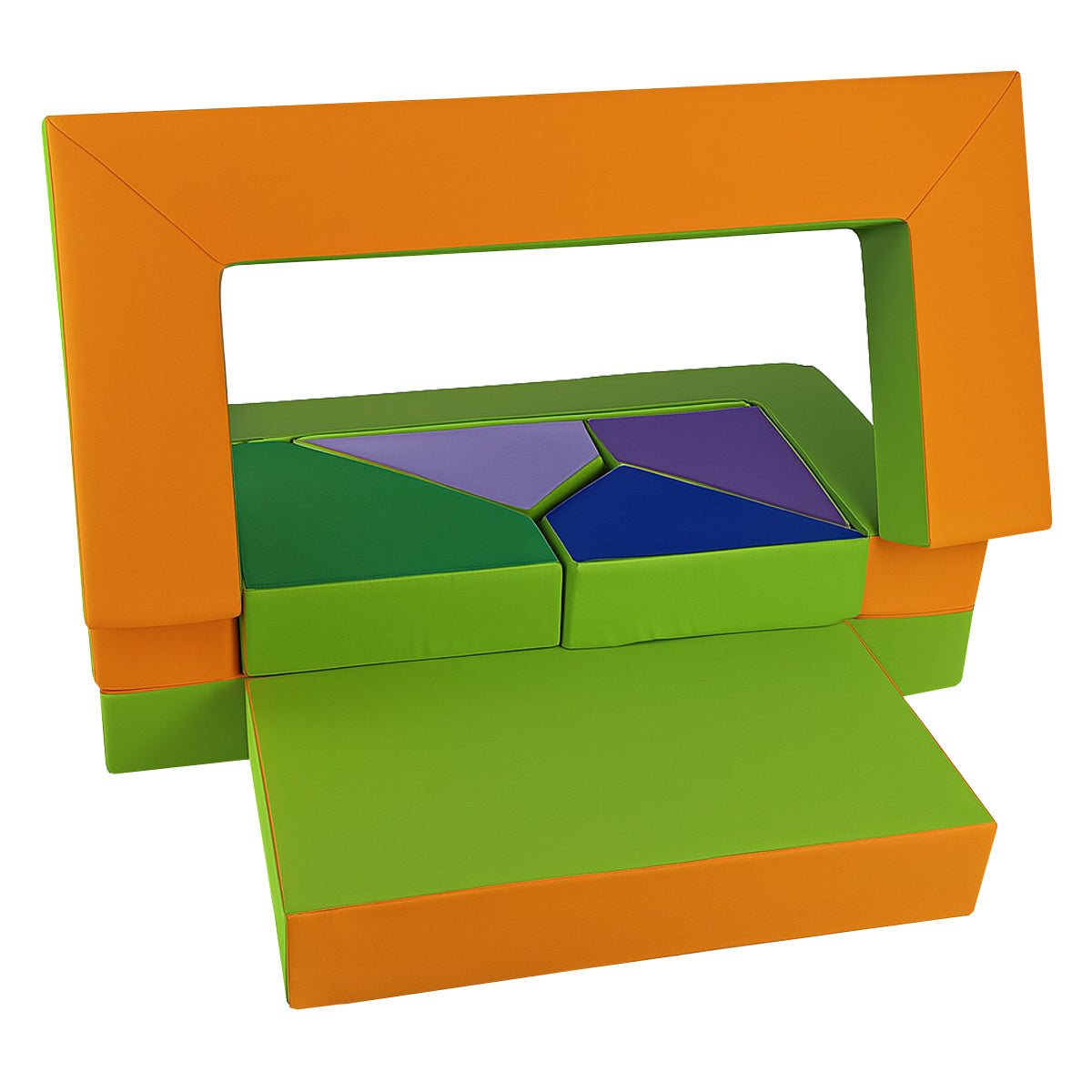 Kindersofa 4in1 Puzzle Spielsofa Orange-Grün