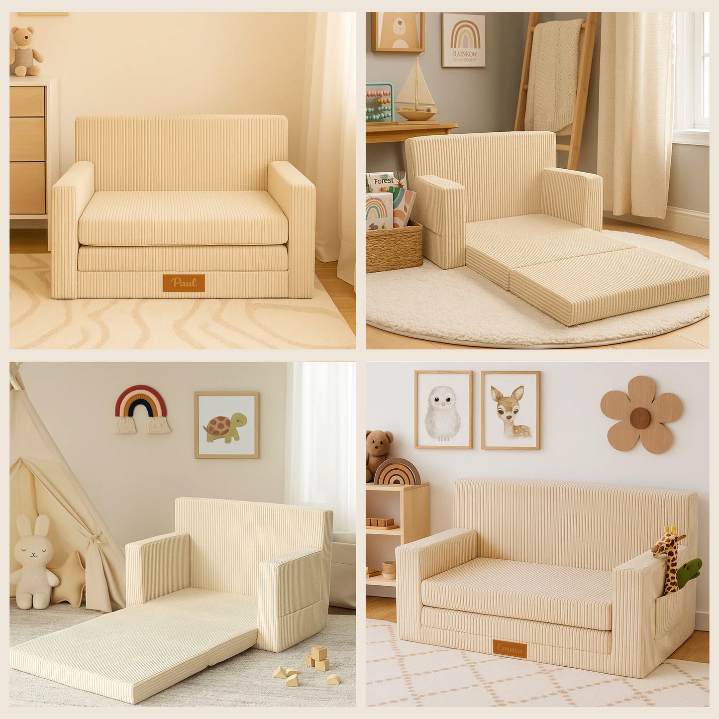 Personalisierbares Kindersofa 3in1 - Beige Cord