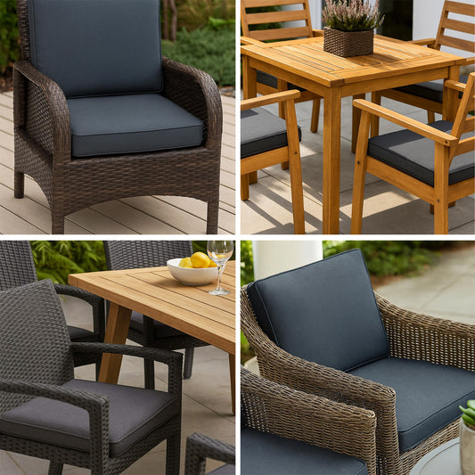 LEANBE Sitzkissen 2er Set – Bequeme Polster für Garten, Balkon und Zuhause - Navyblau