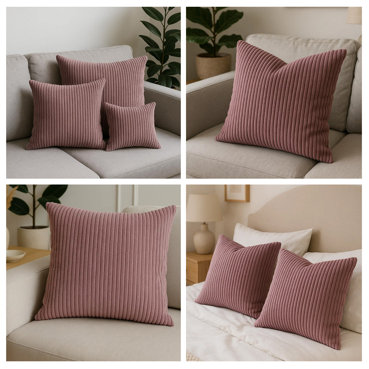Cord Kissenhülle Set 2 Stck. für Dekokissen Lila