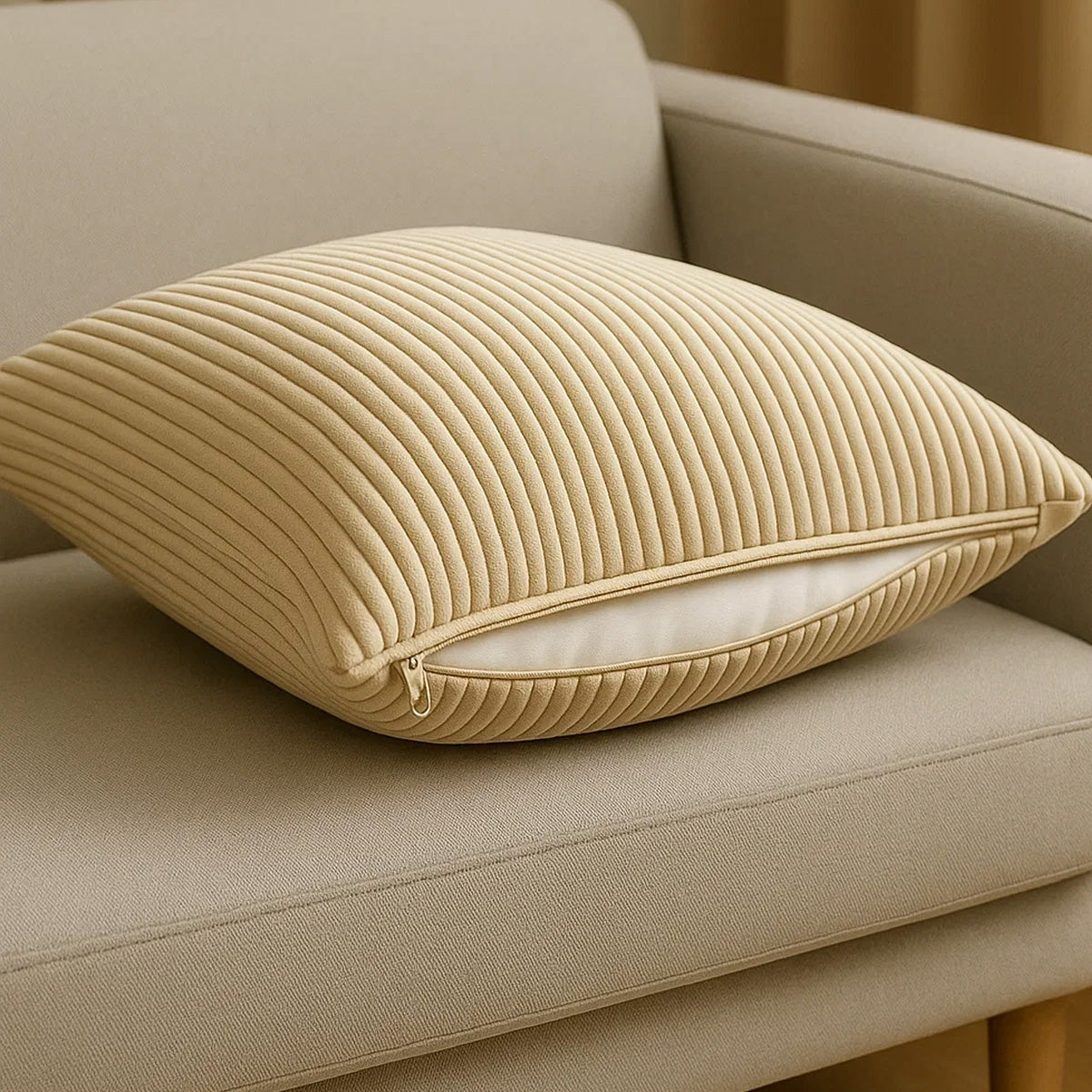 Cord Kissenhülle Set 2 Stck. für Dekokissen Beige