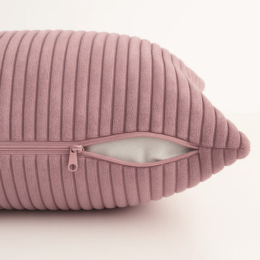 LEANBE Cord Kissenhüllen Set (2 Stück) – Weiche Dekokissenbezüge mit Struktur - Lila