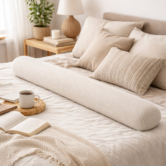 LEANBE Bettschlange Stillkissen – Vielseitiges Seitenschläferkissen 150 cm Beige Cord