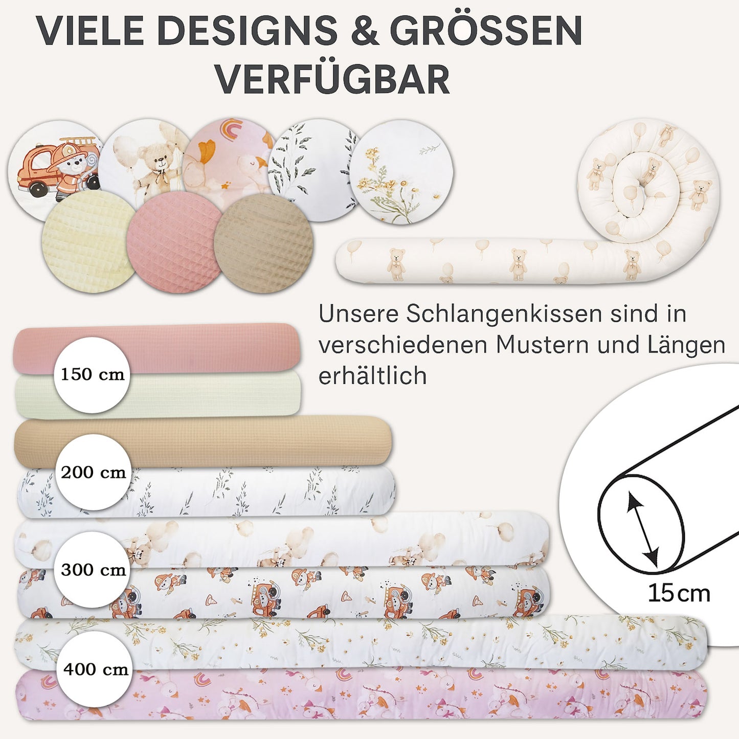 Bettschlange Stillkissen Seitenschläferkissen 150-400 cm Kamille