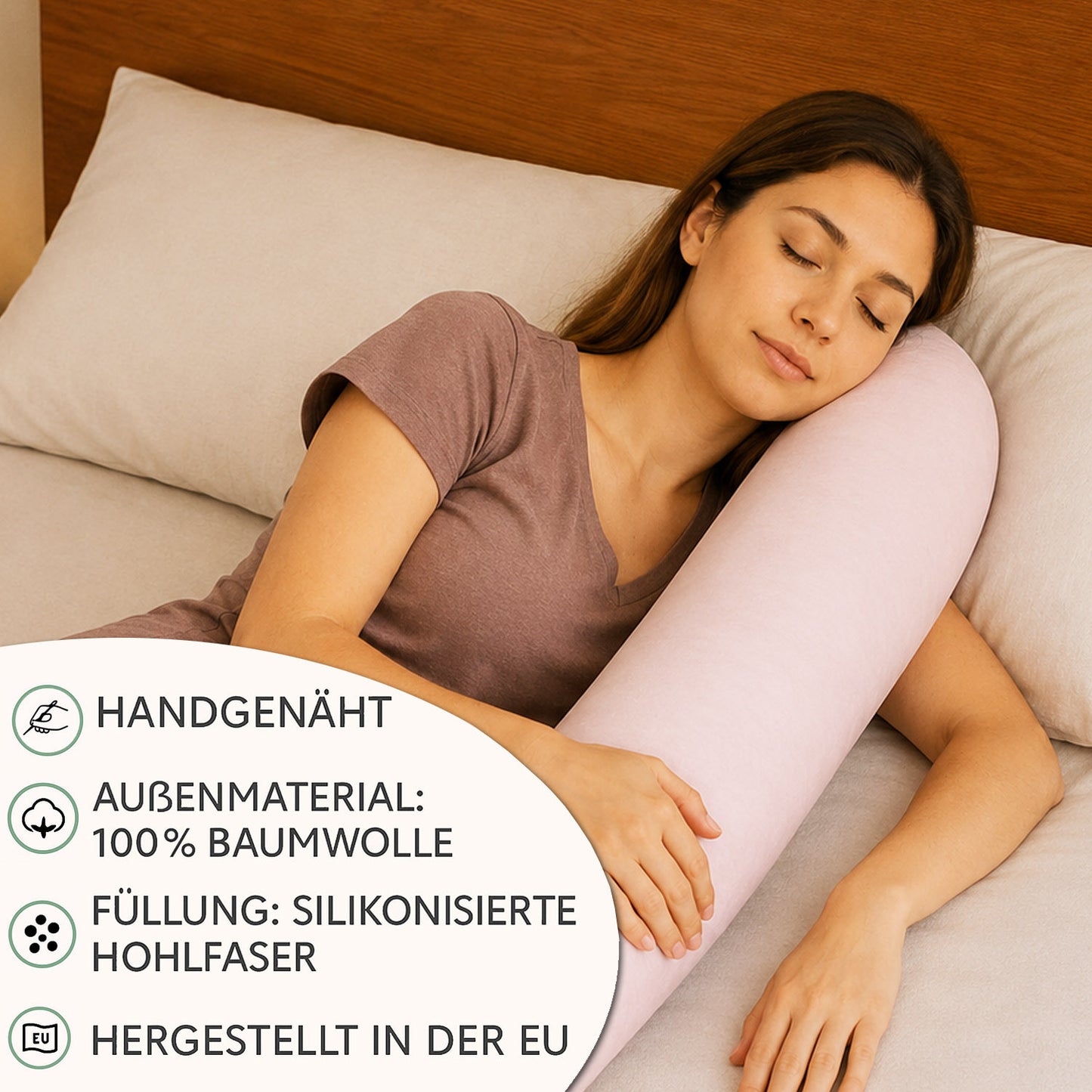 LEANBE Bettschlange Stillkissen – Vielseitiges Seitenschläferkissen 150 cm - Rosa