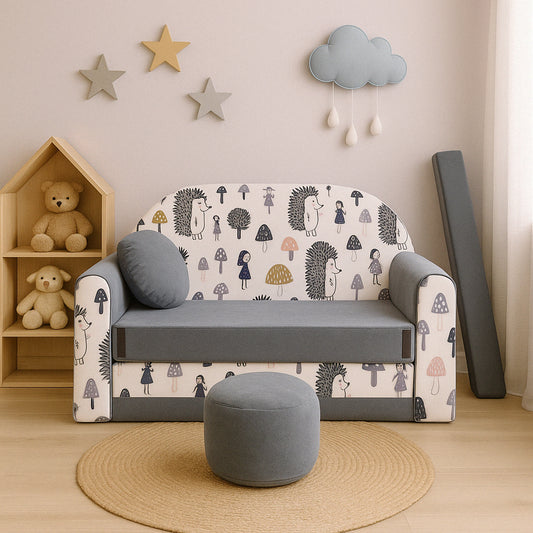 LEANBE Kindersofa 3-in-1 – Multifunktionales Spiel- und Schlafsofa für Kinderzimmer AX1