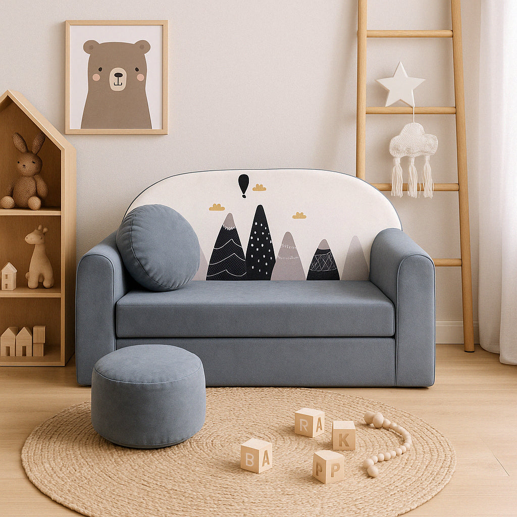 LEANBE Kindersofa 3-in-1 – Multifunktionales Spiel- und Schlafsofa für Kinderzimmer AX2