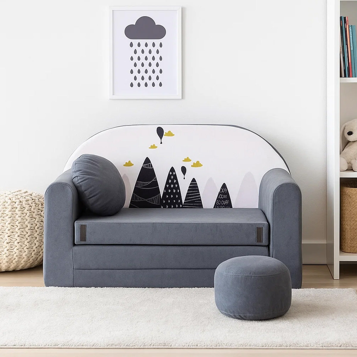 LEANBE Kindersofa 3-in-1 – Multifunktionales Spiel- und Schlafsofa für Kinderzimmer AX2