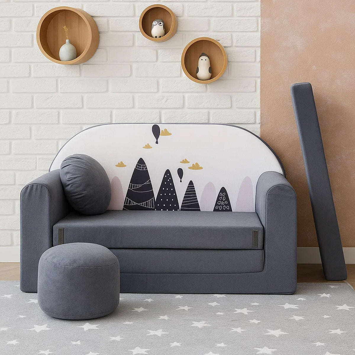 LEANBE Kindersofa 3-in-1 – Multifunktionales Spiel- und Schlafsofa für Kinderzimmer AX2