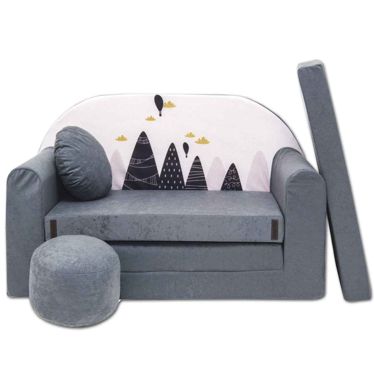 LEANBE Kindersofa 3-in-1 – Multifunktionales Spiel- und Schlafsofa für Kinderzimmer AX2