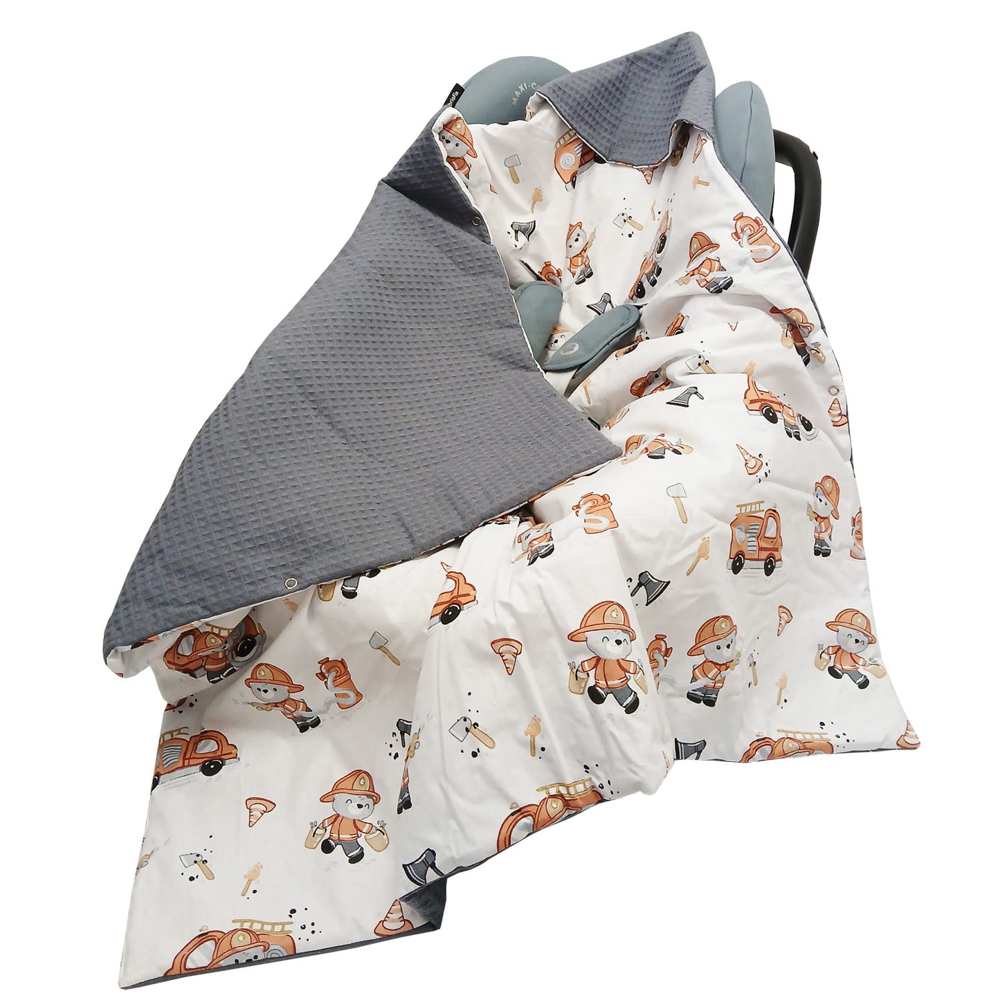 Einschlagdecke Babydecke 86x86 cm – Baumwolle & Waffelstoff Grau