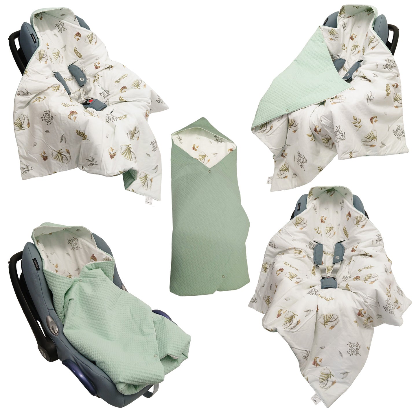 Einschlagdecke Babydecke 86x86 cm – Baumwolle & Waffelstoff Mint