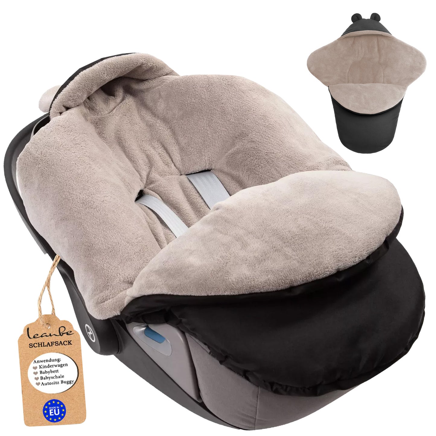 Baby Einschlagdecke für Winter - Schwarz und Latte