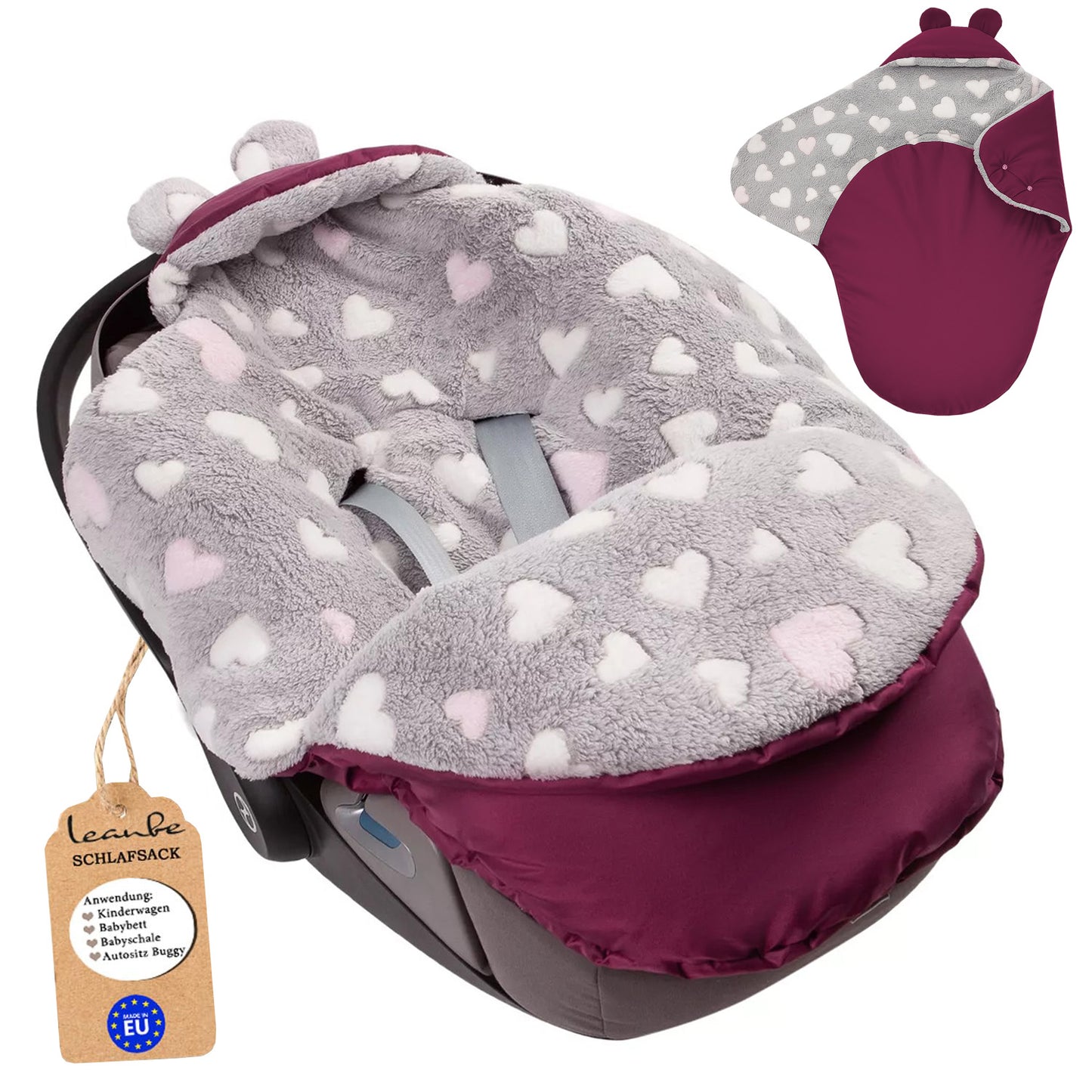 Baby Einschlagdecke für Winter - Bordeaux