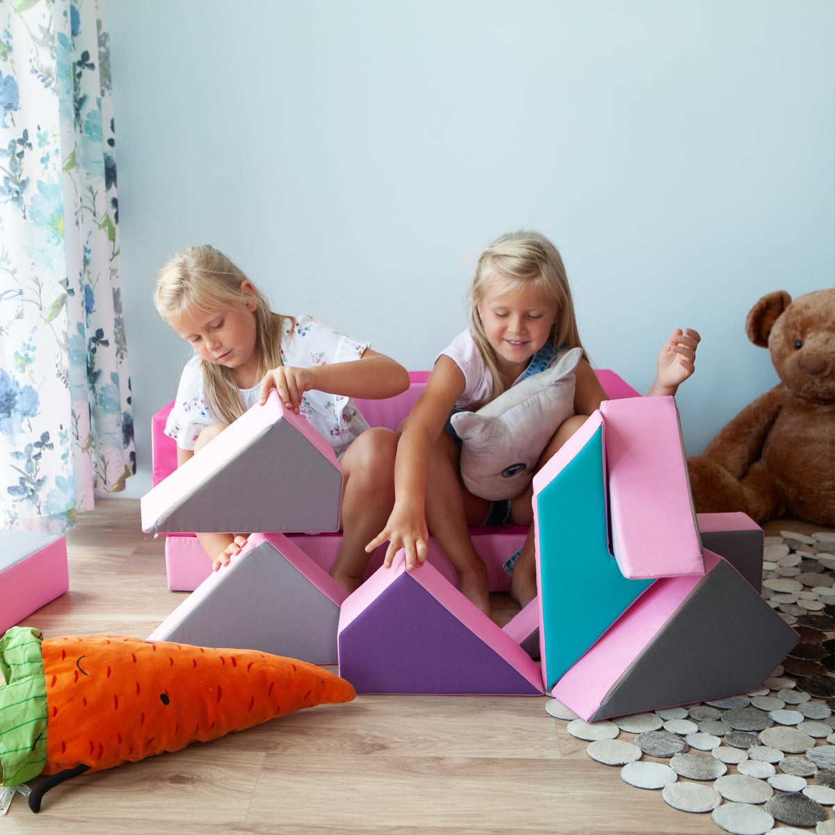 Kindersofa 4in1 Puzzle Spielsofa Rosa-Pink