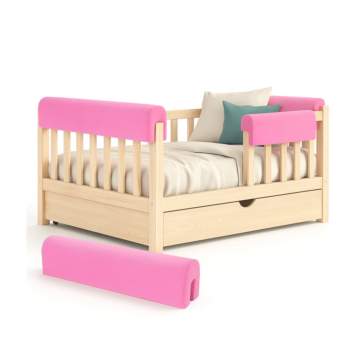 Bettkantenschutz für Babybett – Rosa Mikrofaser