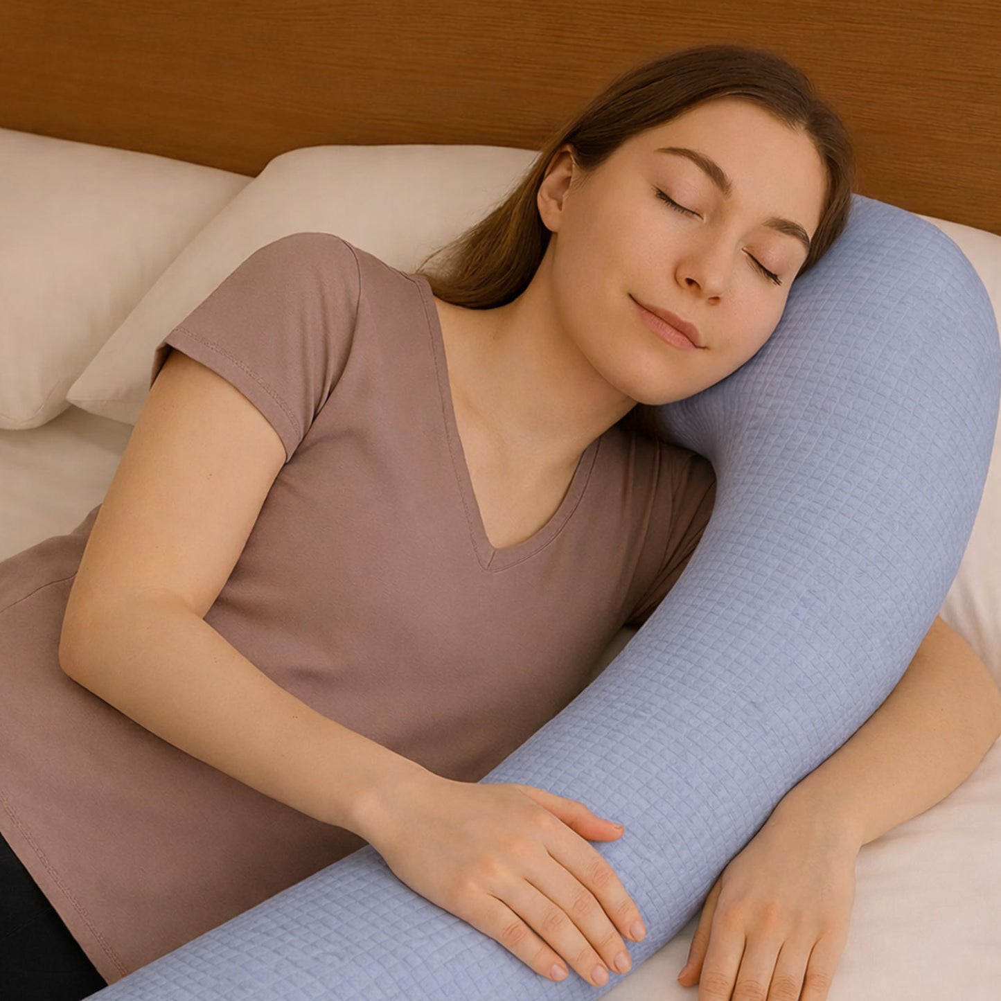 LEANBE Bettschlange Stillkissen – Vielseitiges Seitenschläferkissen 150-400 cm Blau