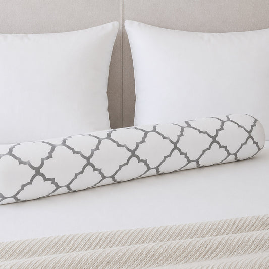 LEANBE Bettschlange Stillkissen – Vielseitiges Seitenschläferkissen - 150 cm - Graues Ornament