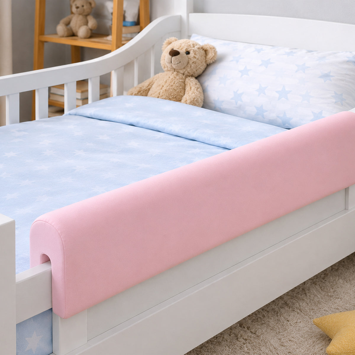 LEANBE Bettkantenschutz 70 cm für Betten -  Kissen für bettumrandung – Rosa Baumwolle