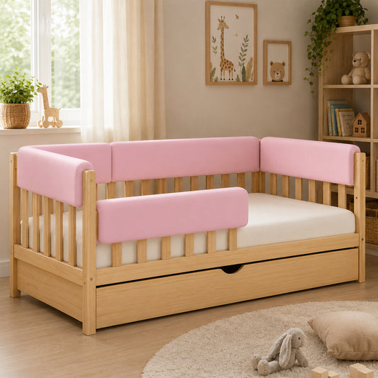 LEANBE Bettkantenschutz 70 cm für Betten -  Kissen für bettumrandung – Rosa
