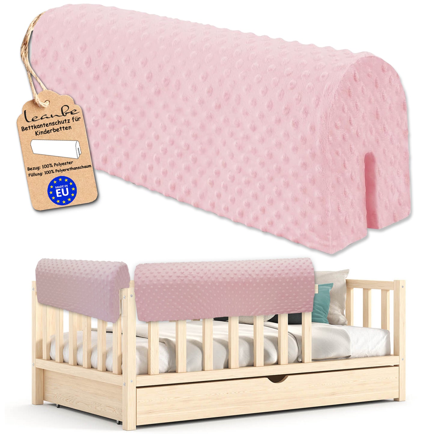 Bettkantenschutz für Babybett – Rosa Minky