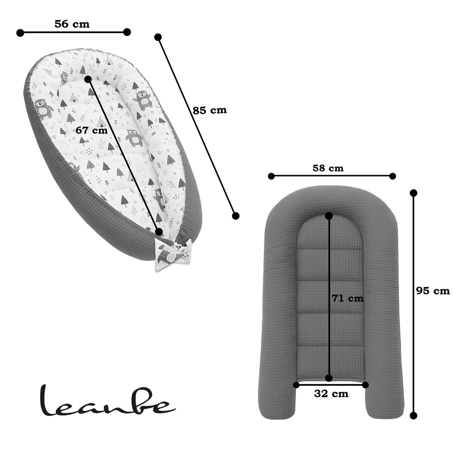 Babynest Kokon aus Baumwolle & Waffelstoff - Beige