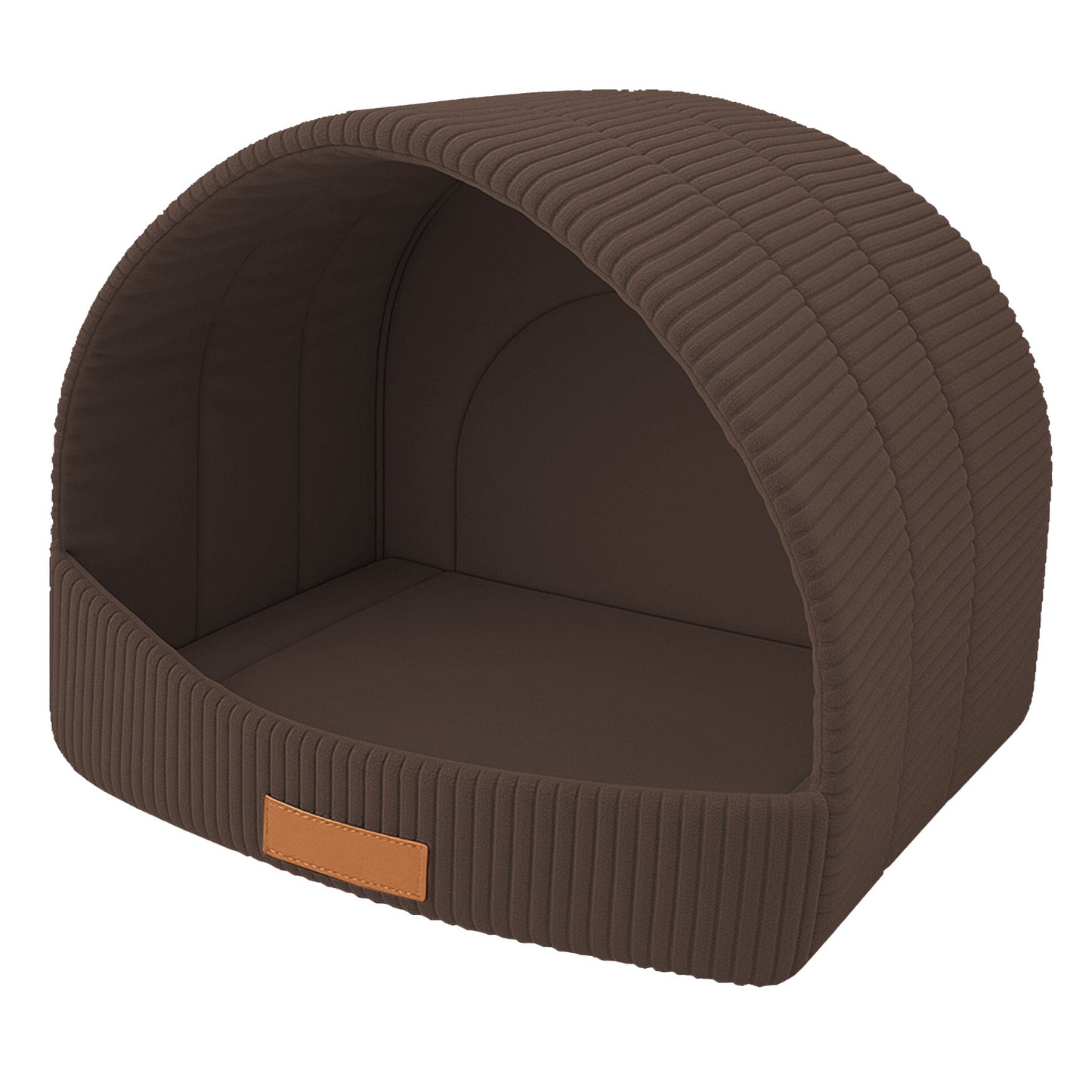 Personalisierbare & Stilvolle Cord-Hütte für Hunde und Katzen - Braun