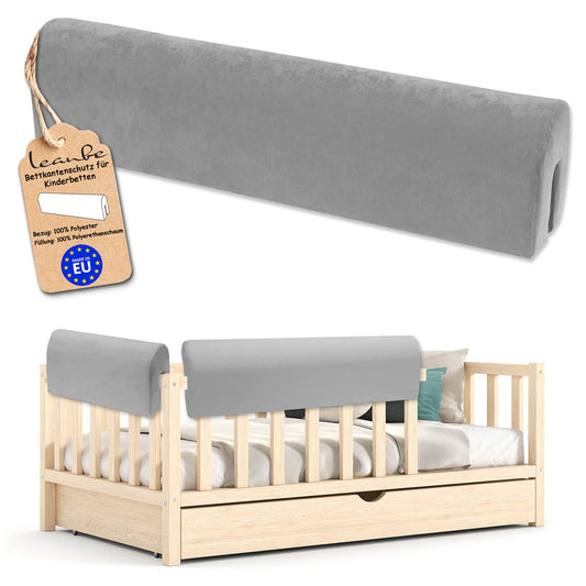 Bettkantenschutz für Babybett – Grau Mikrofaser