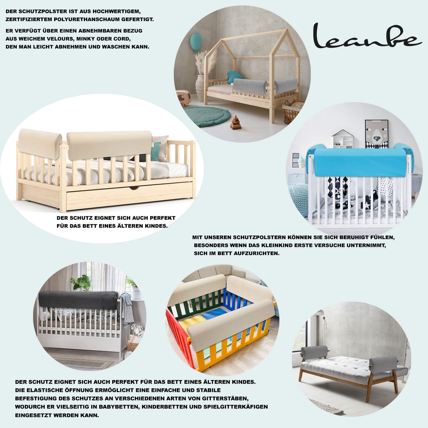 Bettkantenschutz für Babybett – Beige Cord