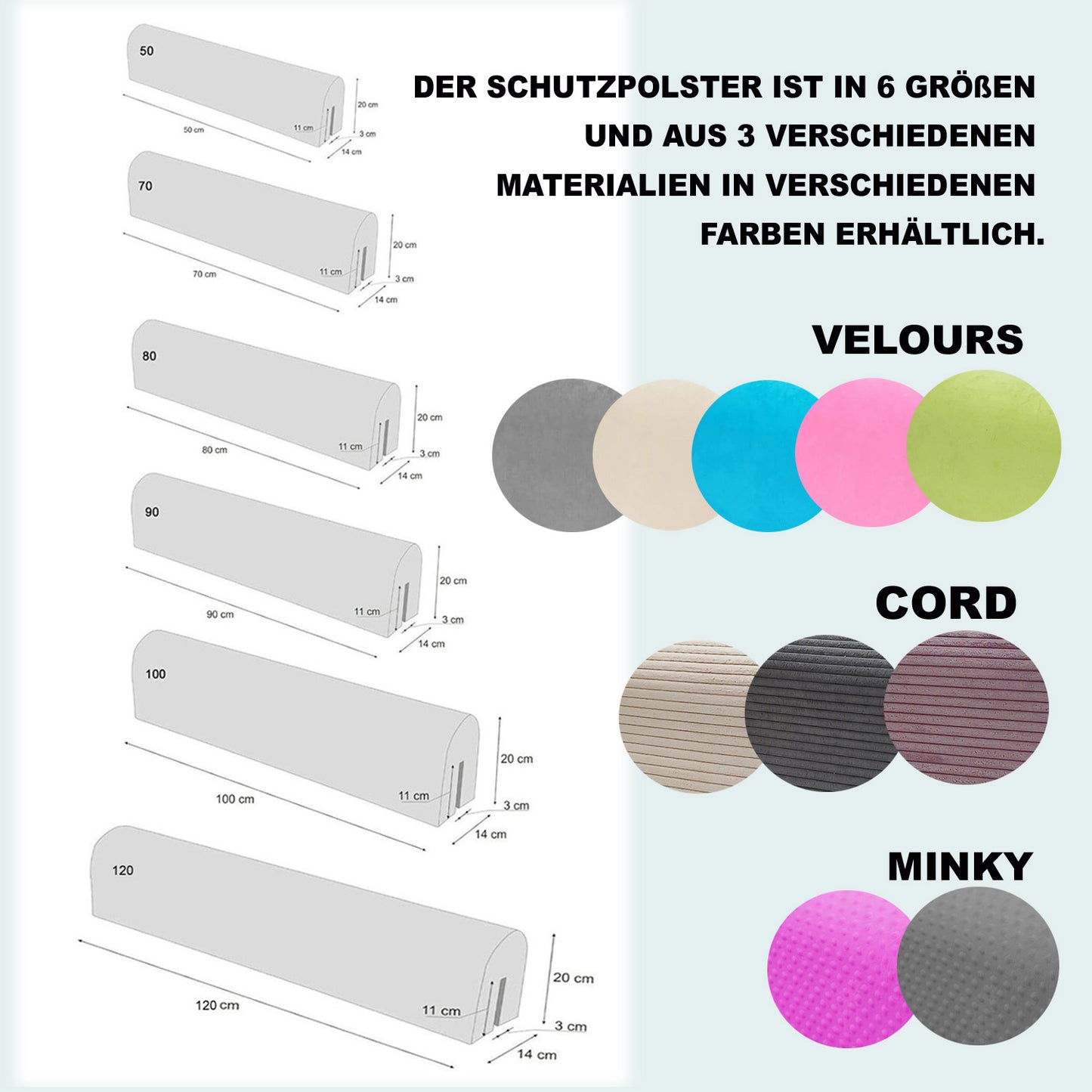 Bettkantenschutz für Babybett – Grau Minky