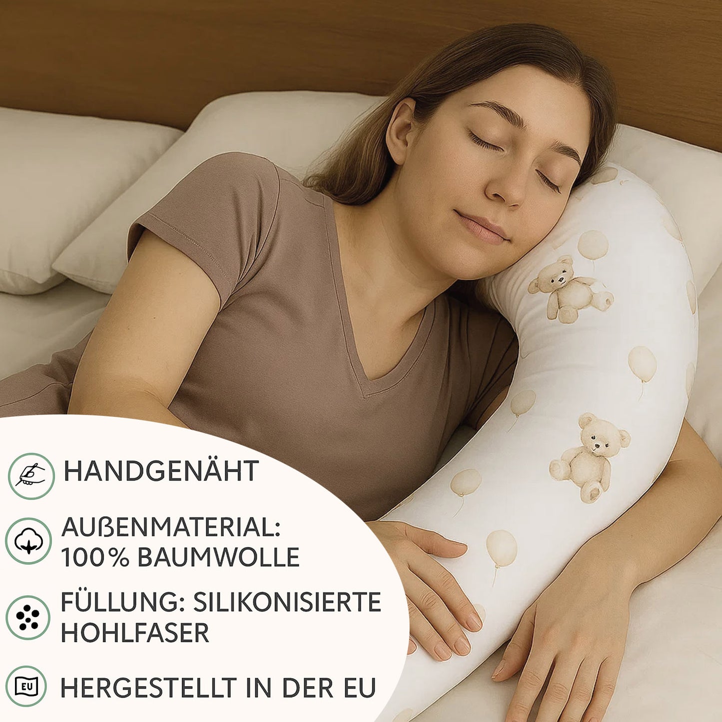 Bettschlange Stillkissen Seitenschläferkissen 150-400 cm Teddybar