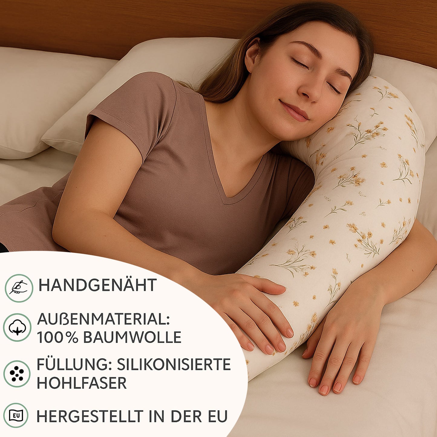 Bettschlange Stillkissen Seitenschläferkissen 150-400 cm Kamille