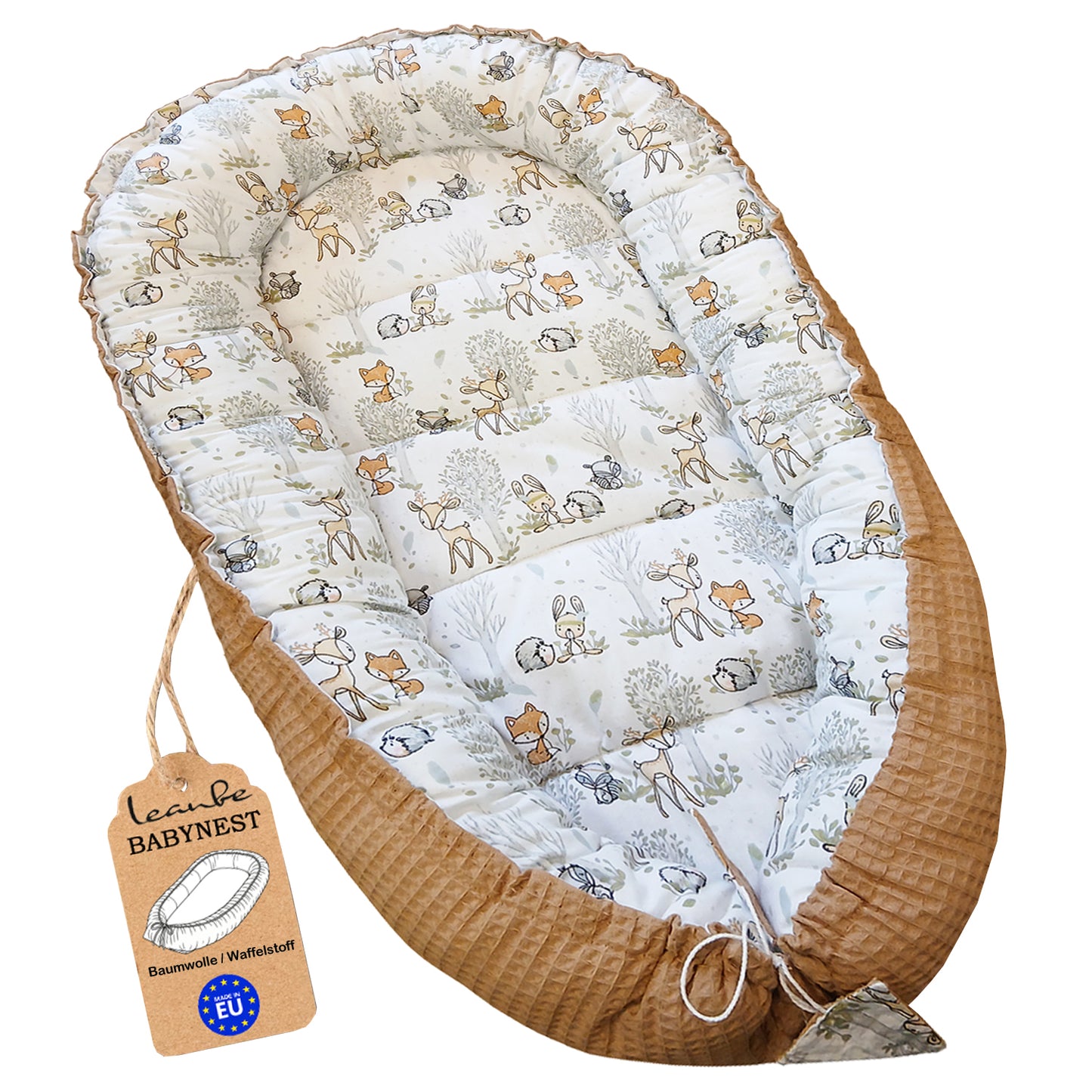 Babynest Kokon aus Baumwolle & Waffelstoff - Beige