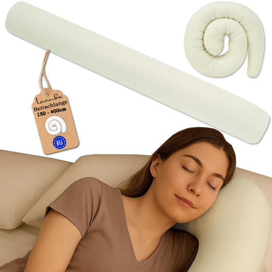 LEANBE Bettschlange Stillkissen – Vielseitiges Seitenschläferkissen - 150-400 cm Creme