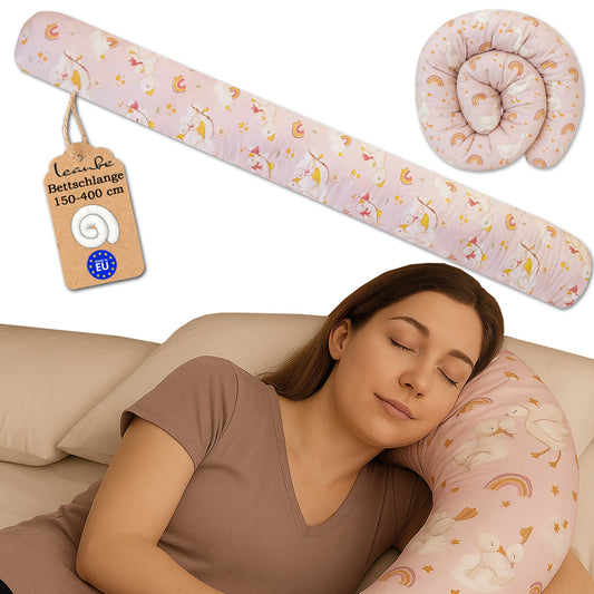 LEANBE Bettschlange Stillkissen – Vielseitiges Seitenschläferkissen - 150-400 cm Gänse