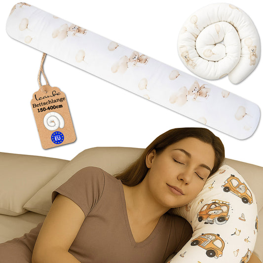 LEANBE Bettschlange Stillkissen – Vielseitiges Seitenschläferkissen - 150-400 cm Teddybar