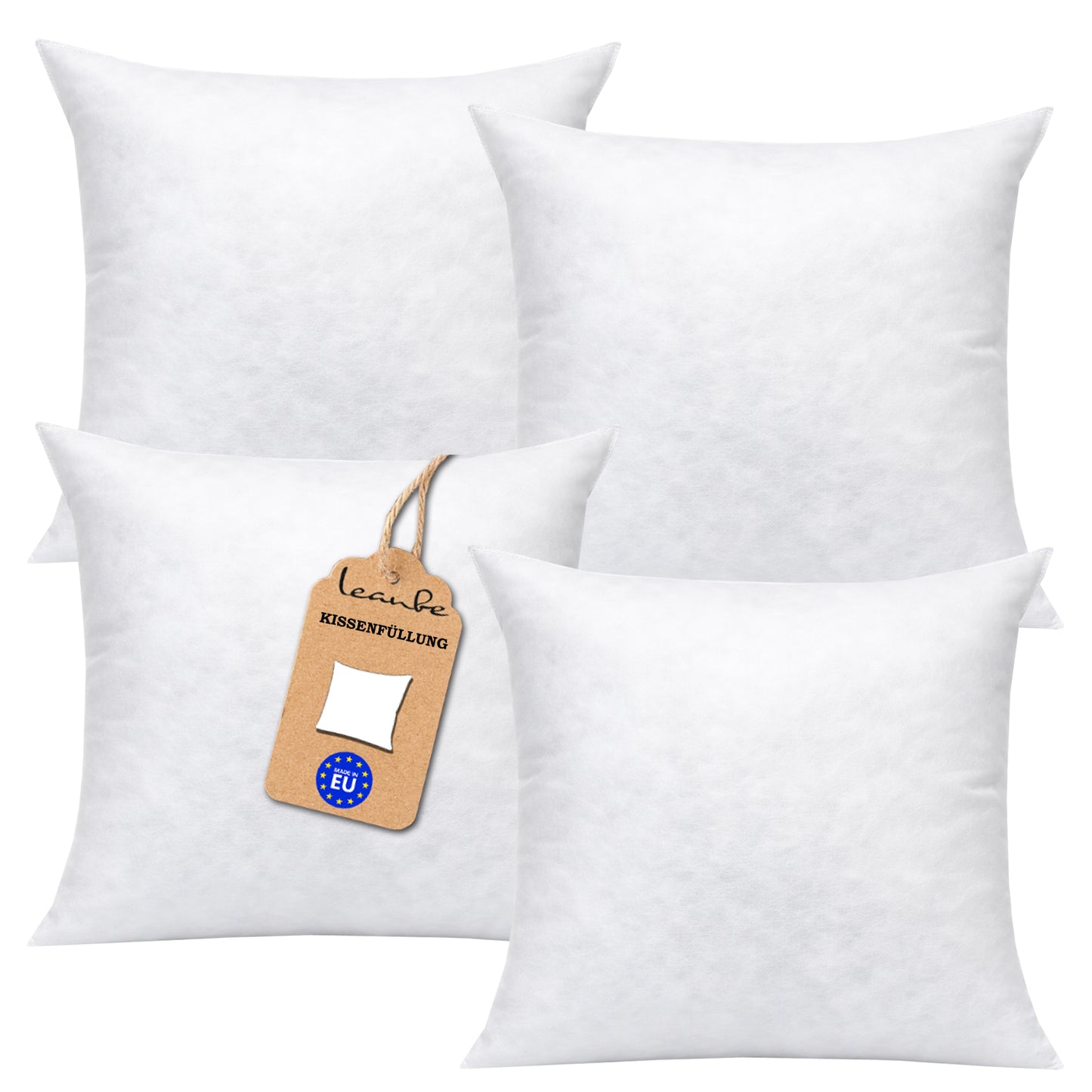 LEANBE Kisseninlett mit Silikonkugel - Füllung Weiches Innenkissen 4 Stck.–  40x40 / 45x45 / 50x50 cm