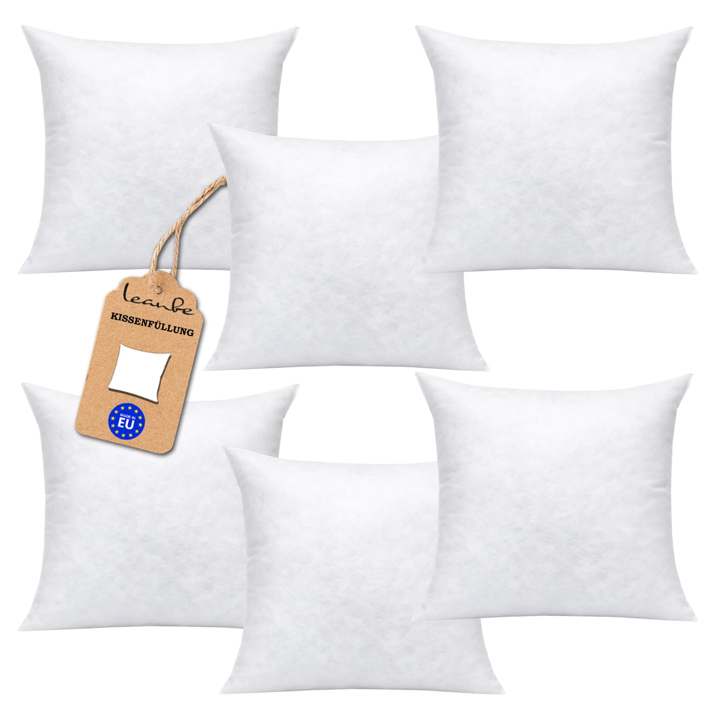 LEANBE Kisseninlett mit Silikonkugel - Füllung Weiches Innenkissen 6 Stck.–  40x40 / 45x45 / 50x50 cm