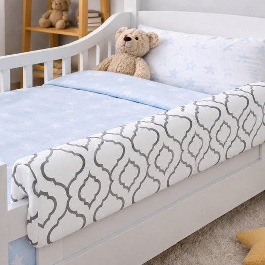 LEANBE Bettkantenschutz 70 cm für Betten -  Kissen für bettumrandung – Graues Ornament