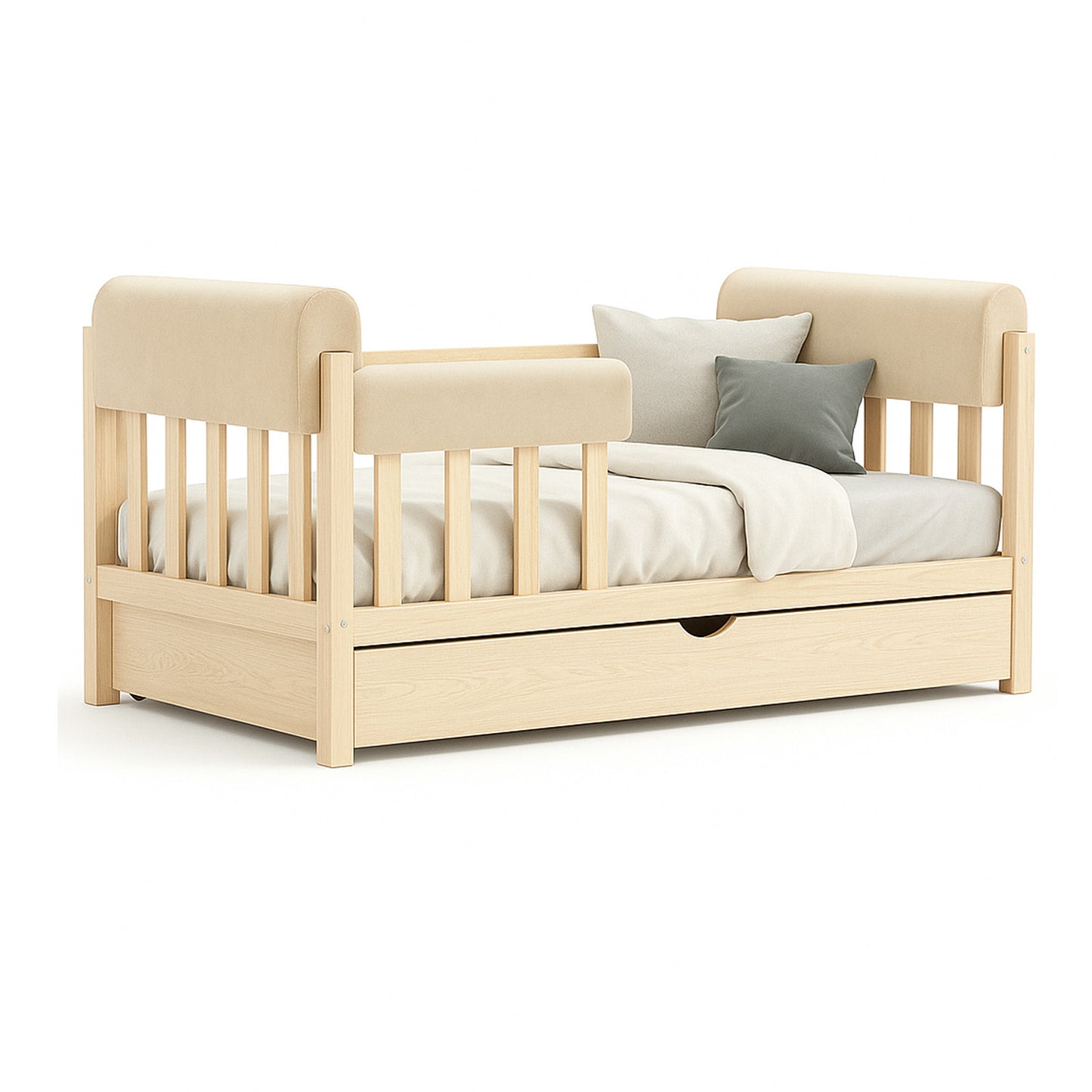Bettkantenschutz für Babybett – Beige Mikrofaser