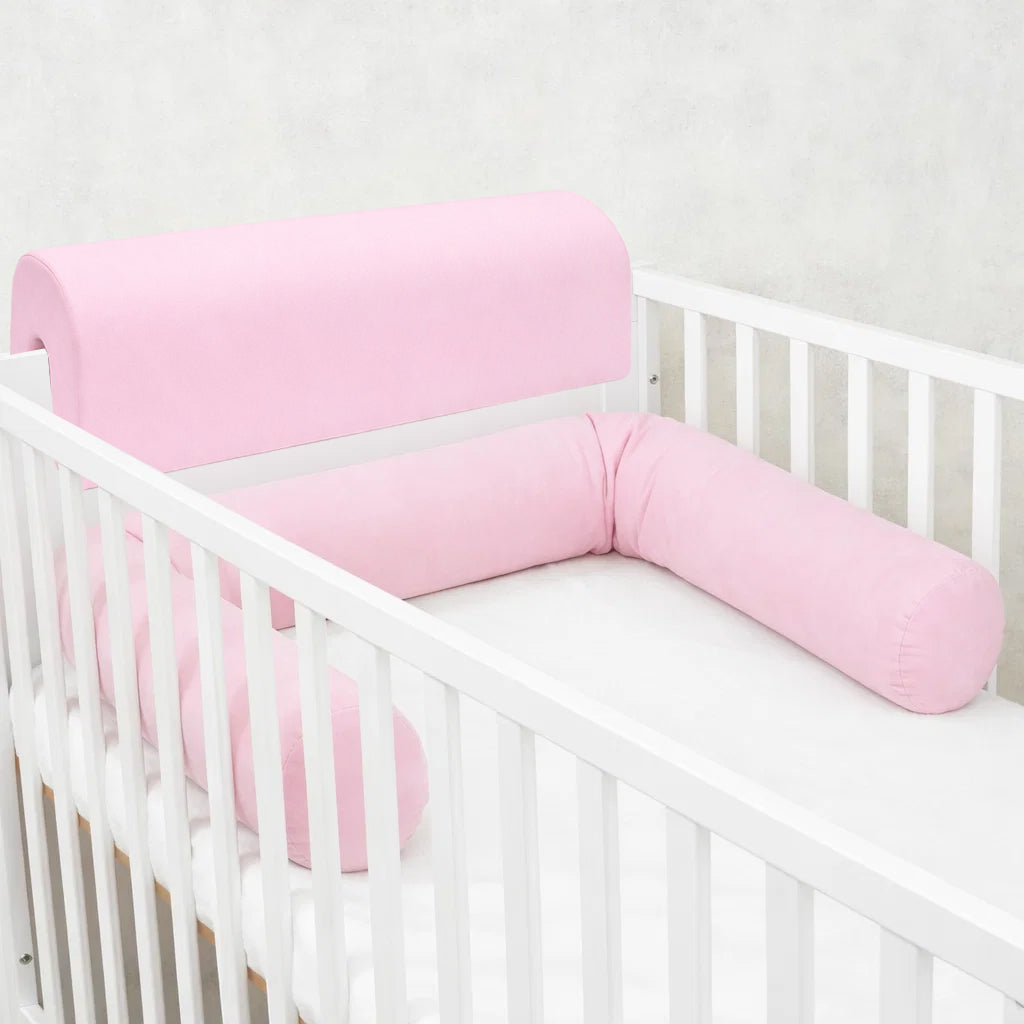 LEANBE Bettkantenschutz 70x20x14 cm + Bettschlange 150x15 cm – Rosa