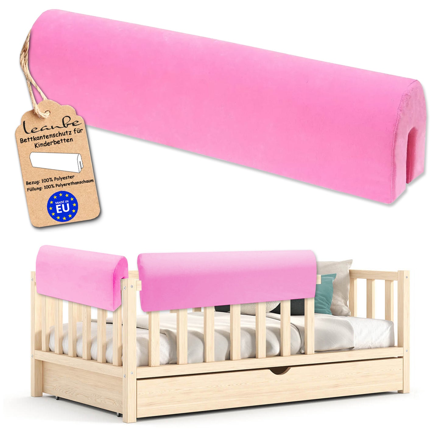 Bettkantenschutz für Babybett – Rosa Mikrofaser
