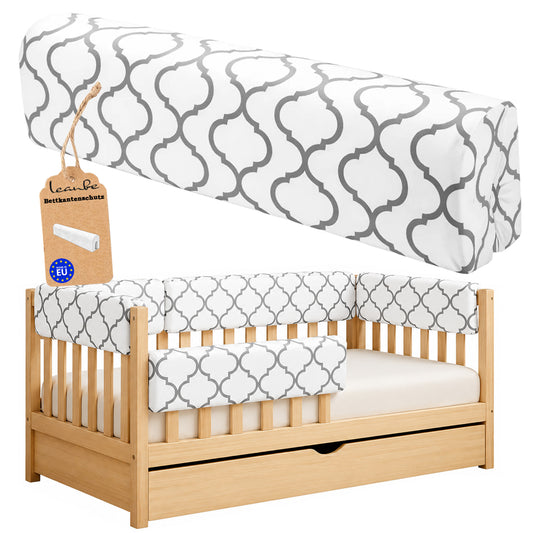 LEANBE Bettkantenschutz 70 cm für Betten -  Kissen für bettumrandung – Graues Ornament Baumwolle