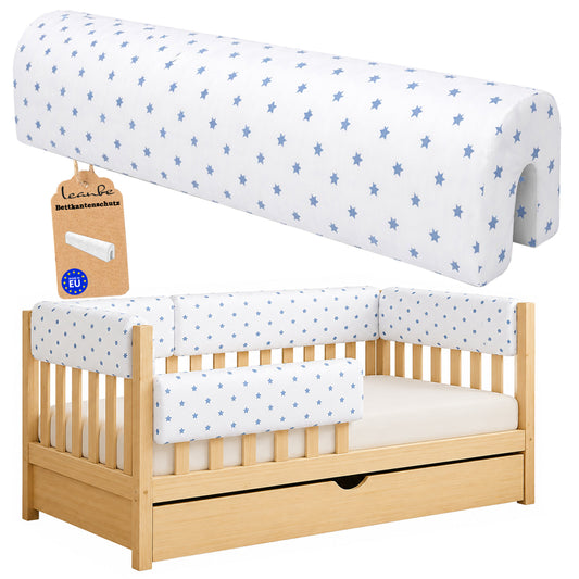 LEANBE Bettkantenschutz 70 cm für Betten -  Kissen für bettumrandung – Blaue Sterne Baumwolle